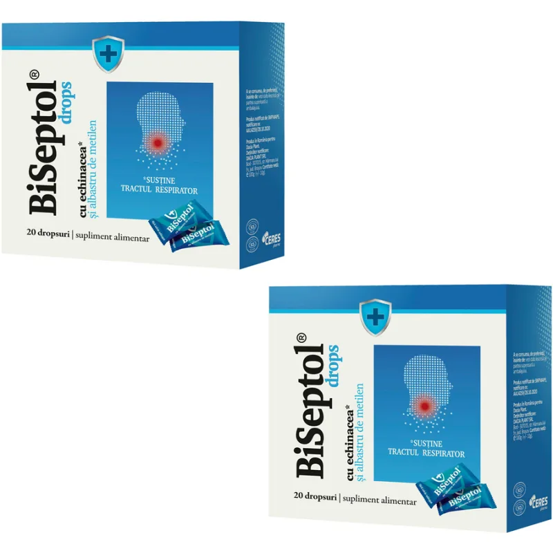 Pachet BiSeptol Drops cu Albastru de Metilen 20buc + 20buc DACIA PLANT — preț și oferte