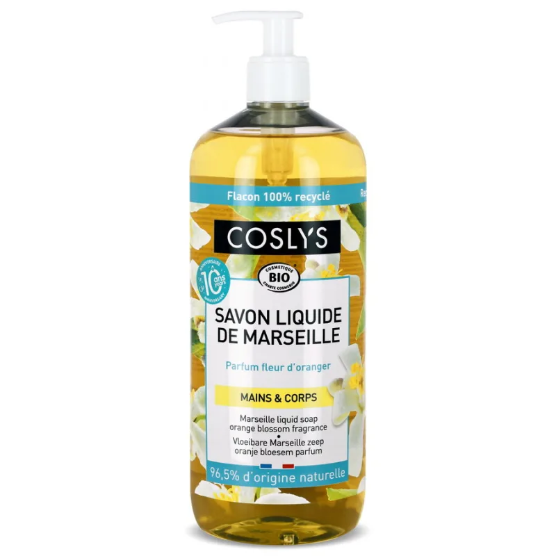 Sapun Lichid si Gel de Dus de Marsilia cu Flori de Portocal (Format Mare) Bio 1L COSLYS — preț și oferte