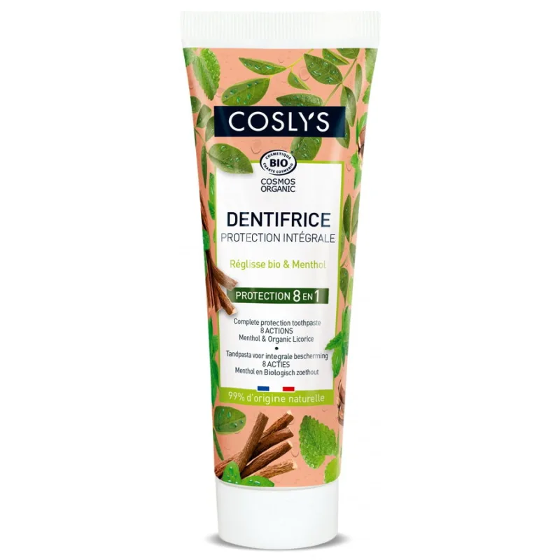 Pasta de Dinti Protectie Completa 8 in 1 cu Mentol si Lemn Dulce Bio 100g COSLYS — preț și oferte