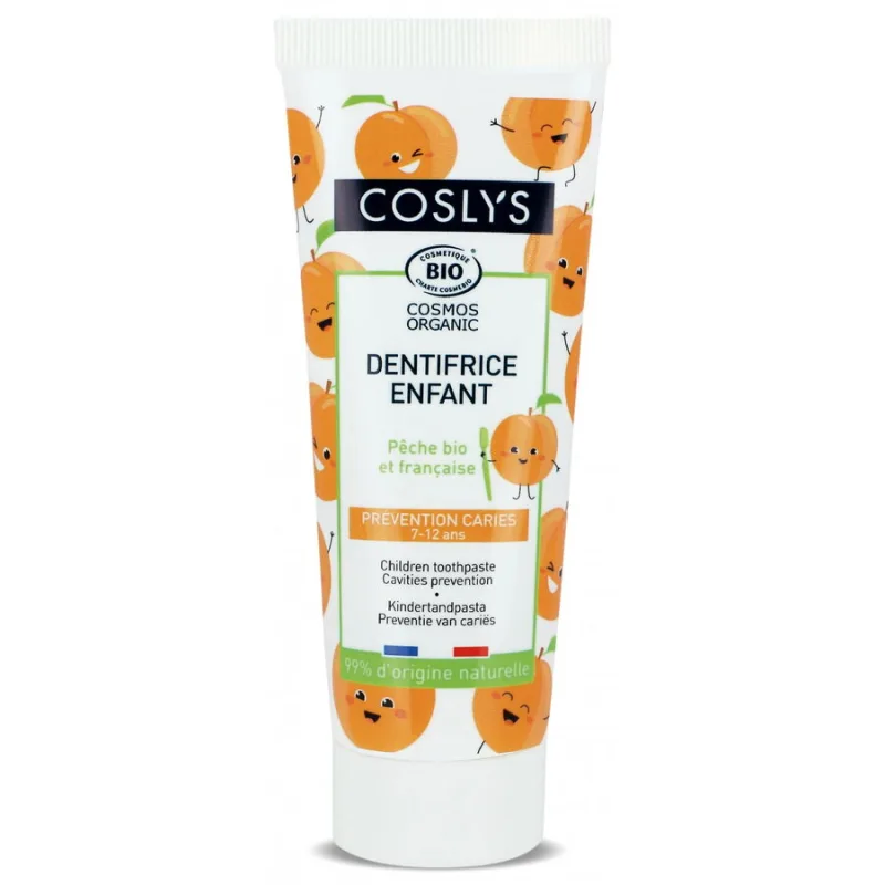 Pasta de Dinti pentru Copii pentru Prevenirea Cariilor (7-12 ani) cu Piersici Bio 50ml COSLYS — preț și oferte