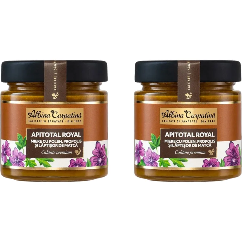 Pachet Miere cu Polen, Propolis si Laptisor de Matca Apitotal Royal 270g + 270g Albina Carpatina — preț și oferte