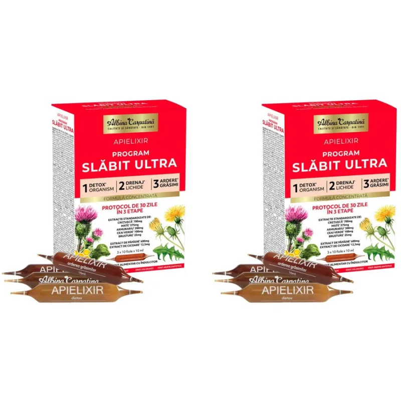 Pachet Apielixir Program Slabit Ultra 30 fiole + 30 fiole Albina Carpatina — preț și oferte