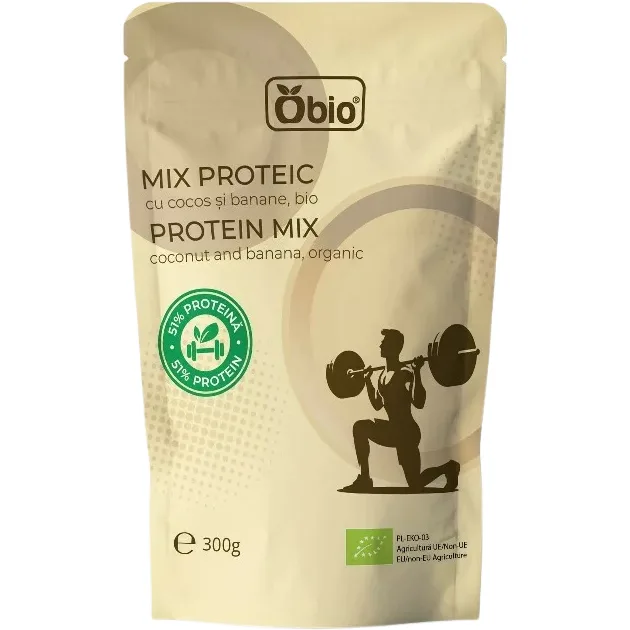 Mix Proteic cu Cocos si Banane Ecologic/Bio 300g OBio — preț și oferte