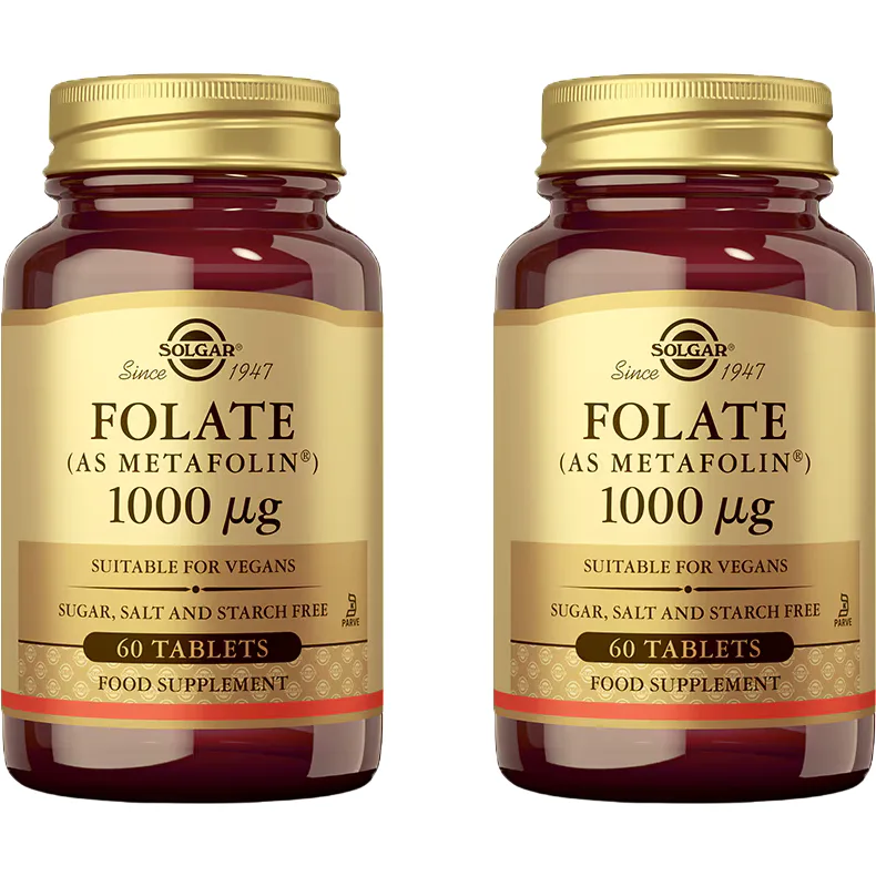 Pachet Folate (ca Metafolin) 1000mcg 60tb + 60tb SOLGAR — preț și oferte