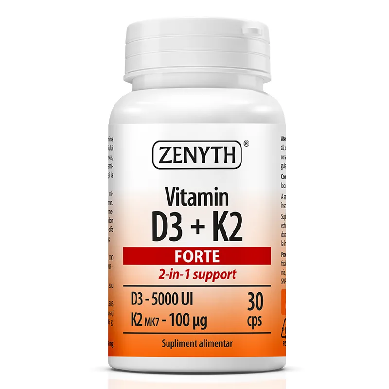 Vitamin D3 + K2 Forte, 30 capsule, Zenyth ZENYTH PHARMACEUTICALS SRL — preț și oferte