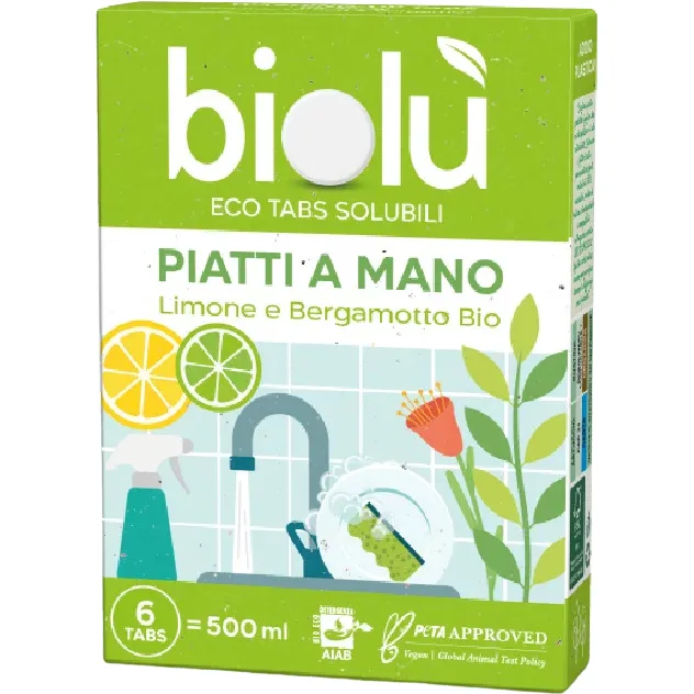 Tablete Eco pentru Spalat Vase Manual cu Lamaie si Bergamota 6buc BIOLU — preț și oferte