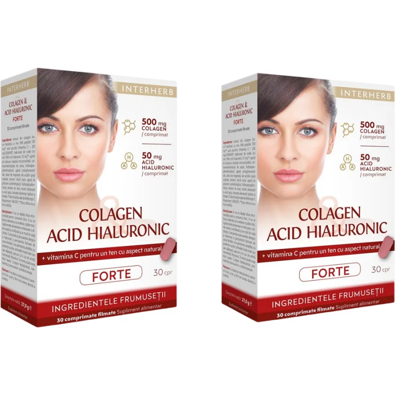 Pachet Colagen si Acid Hialuronic Forte 30tb + 30tb INTERHERB — preț și oferte