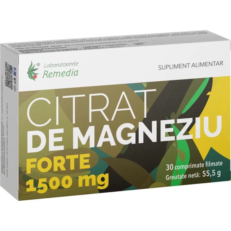 Citrat de Magneziu Forte 1500mg 30cpr REMEDIA — preț și oferte