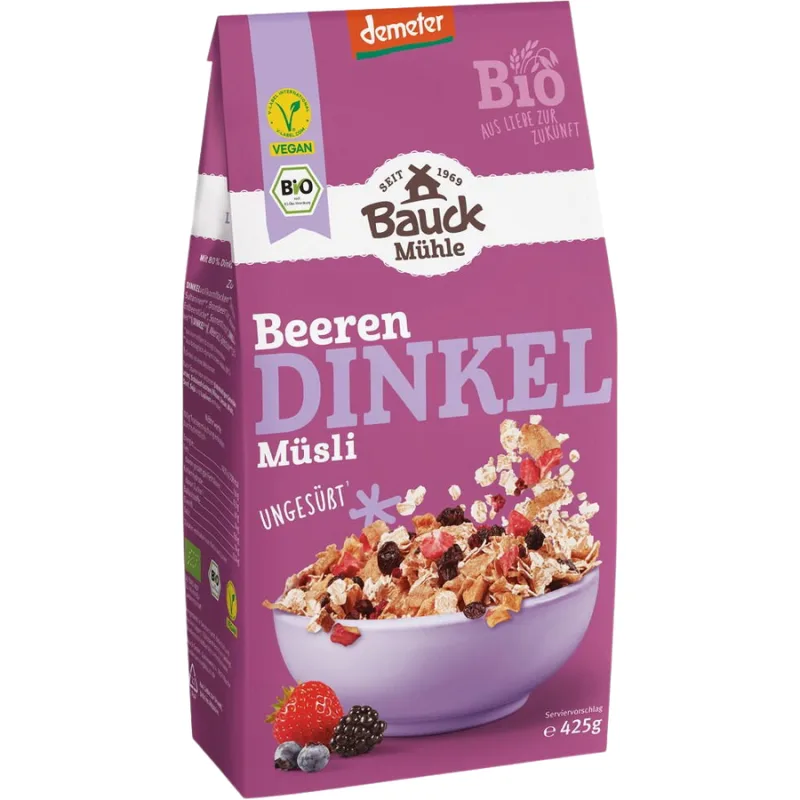 Musli din Spelta cu Fructe de Padure fara Zahar Adaugat Demeter Ecologic/Bio 425g BAUCKHOF — preț și oferte