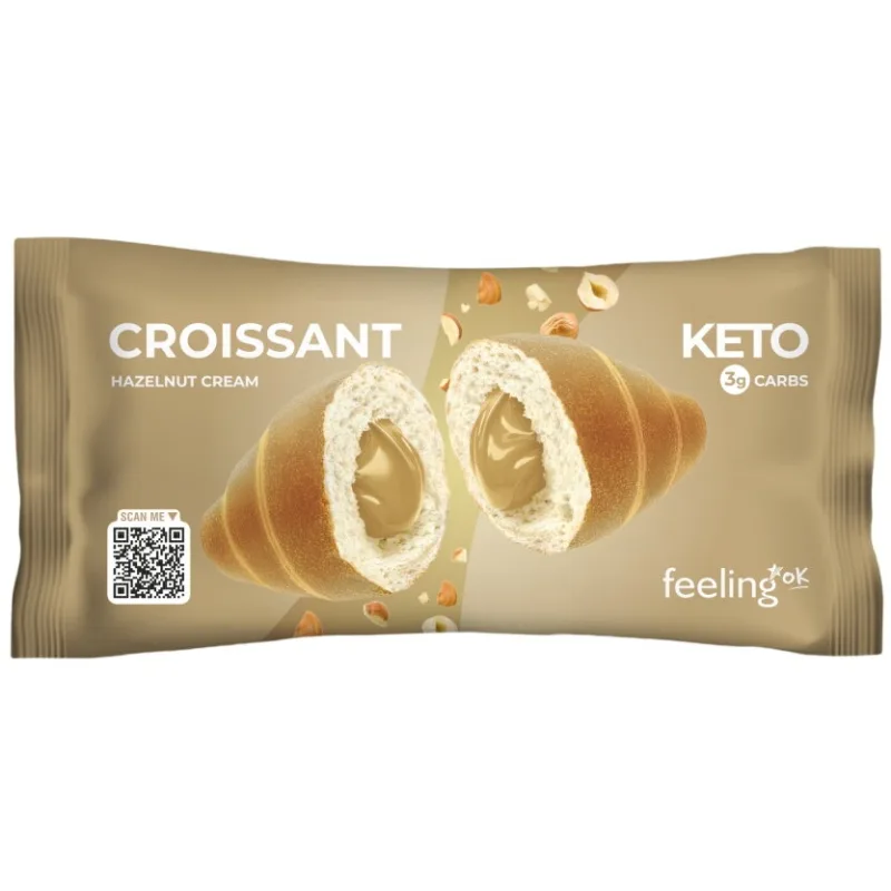 Croissant Keto cu Crema de Alune de Padure Low-Carb fara Zahar Adaugat 50g FEELINGOK — preț și oferte