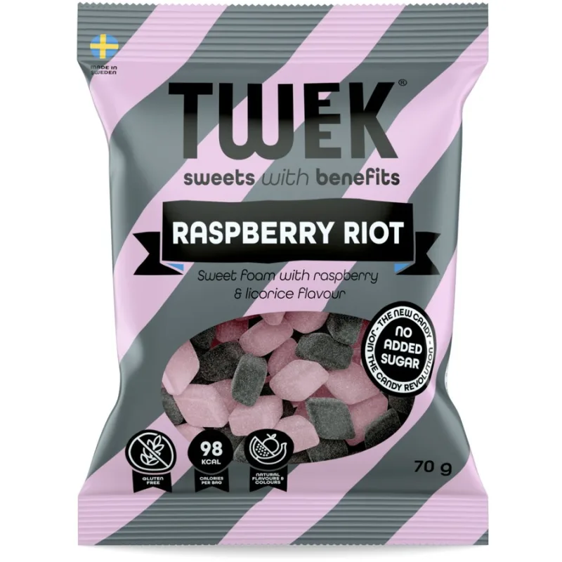 Jeleuri Spumoase cu Zmeura si Lemn Dulce cu Stevie fara Zahar Adaugat Raspberry Riot 70g TWEEK — preț și oferte