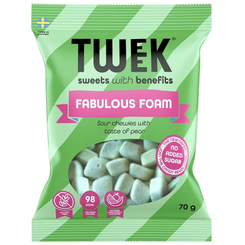Jeleuri Spumoase Dulci-Acrisoare cu Aroma de Pere cu Stevie fara Zahar Adaugat Fabulous Foam 70g TWEEK — preț și oferte