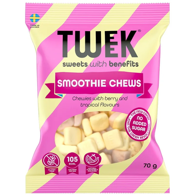 Jeleuri Spumoase cu Aroma de Fructe de Padure si Fructe Tropicale cu Stevie fara Zahar Adaugat Smoothie Chews 70g TWEEK — preț și oferte