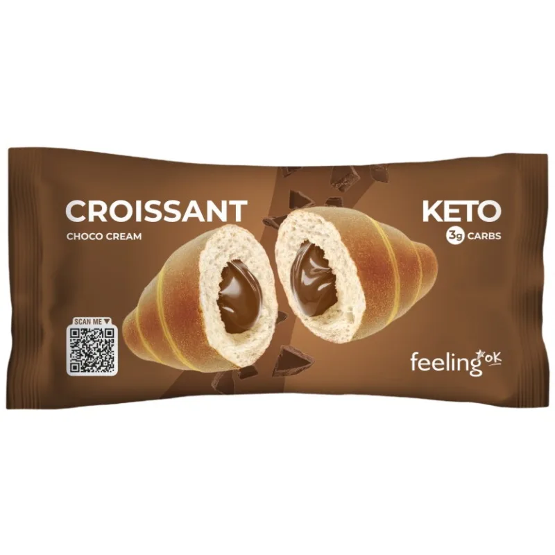 Croissant Keto cu Crema de Ciocolata Low-Carb fara Zahar Adaugat 50g FEELINGOK — preț și oferte