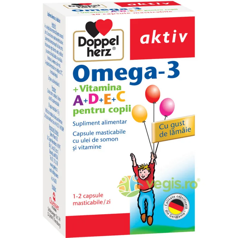 Omega-3 cu Vitaminele A+D+E+C pentru Copii Aktiv 30cps masticabile DOPPELHERZ — preț și oferte