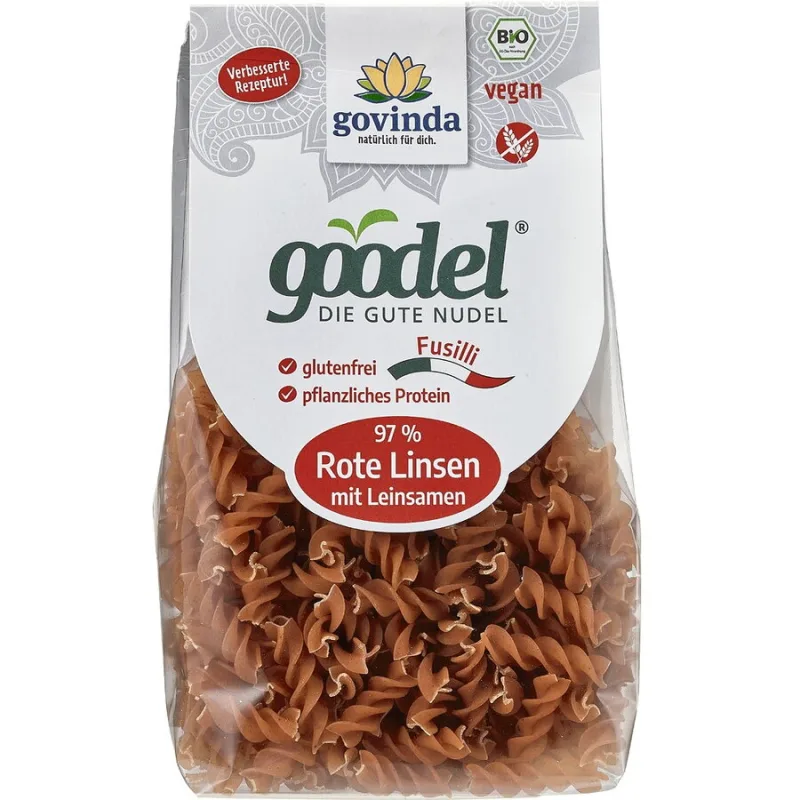Fusilli din Linte Rosie fara Gluten Ecologice/Bio 250g GOVINDA — preț și oferte