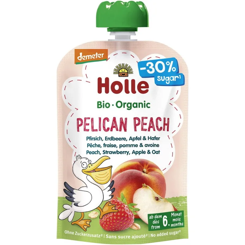 Piure din Piersici, Capsuni, Mere si Ovaz pentru Copii +6 Luni Ecologic/Bio 100g HOLLE — preț și oferte