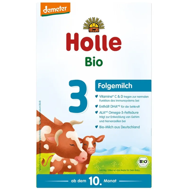 Lapte Praf de Vaca pentru Sugari +10 Luni Formula 3 Demeter Ecologic/Bio 600g HOLLE — preț și oferte