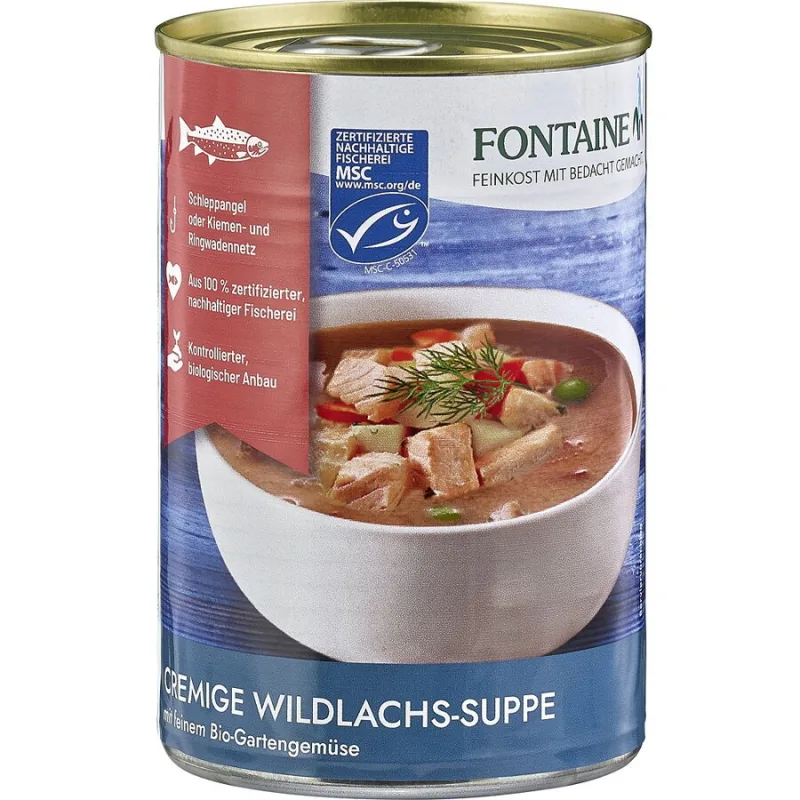 Supa Cremoasa de Somon Salbatic cu Legume de Gradina 400g Fontaine — preț și oferte