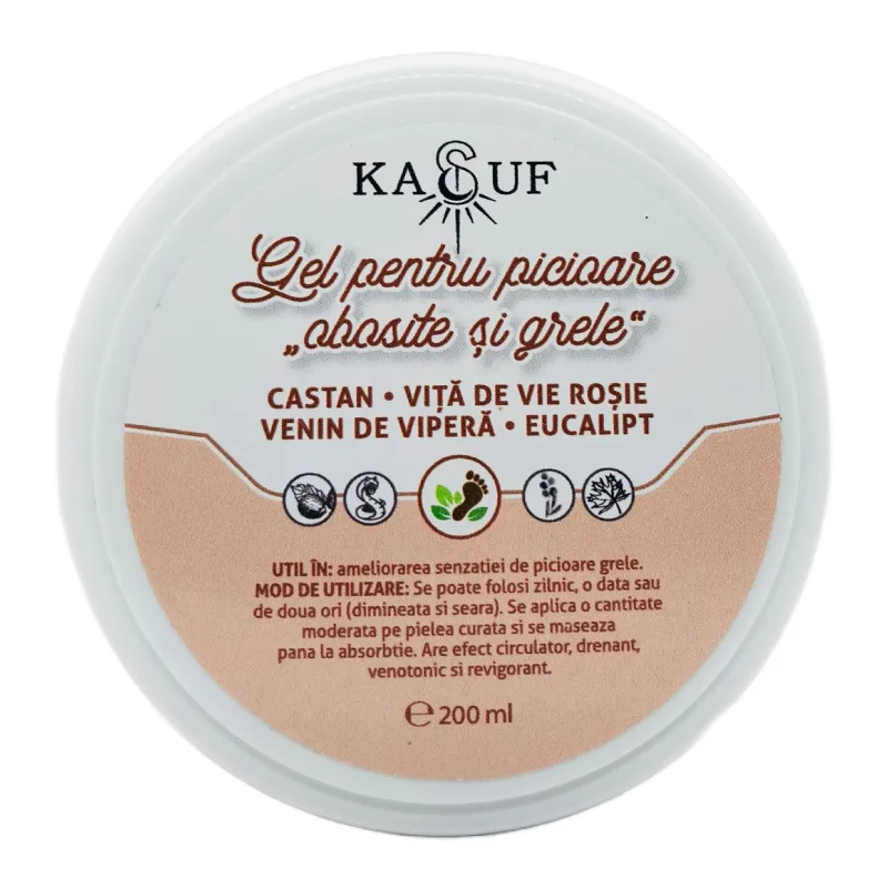 Gel pentru picioare obosite si grele, 200g, Kasuf — preț și oferte