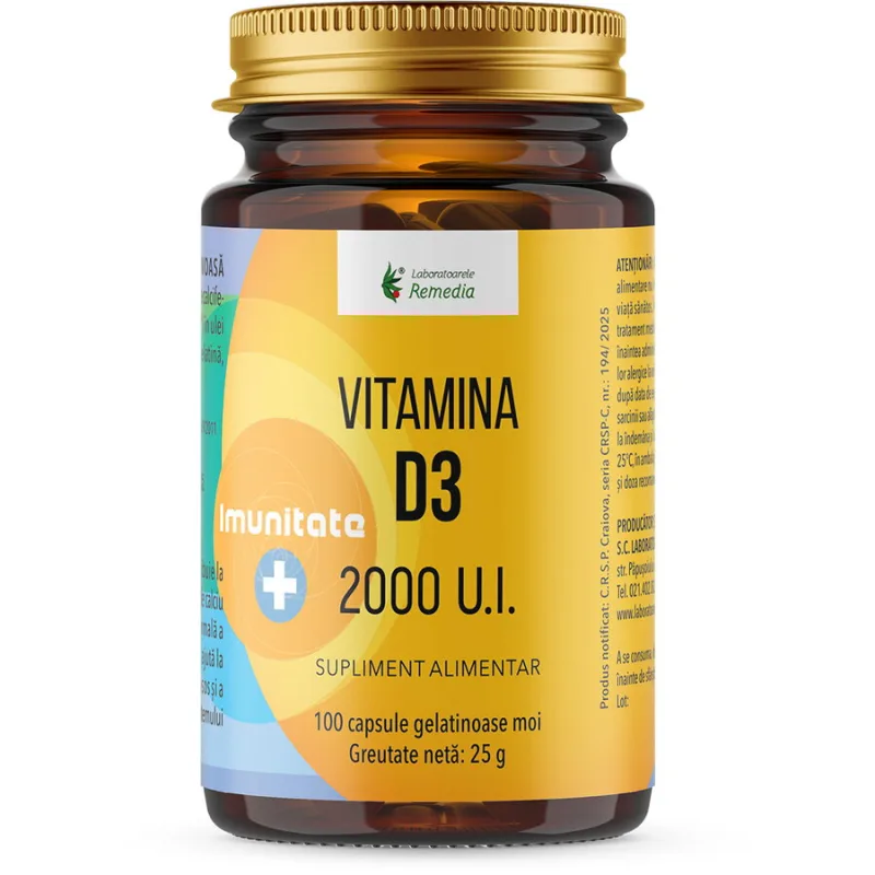 Vitamina D3 2000UI 100cps moi REMEDIA — preț și oferte
