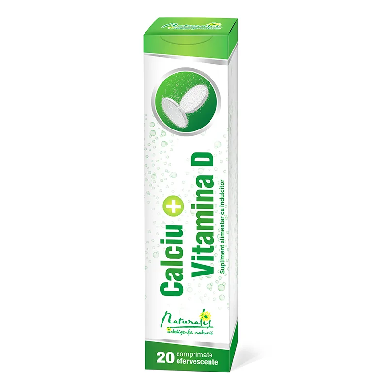 Calciu cu Vitamina D, 20 comprimate efervescente, Naturalis — preț și oferte