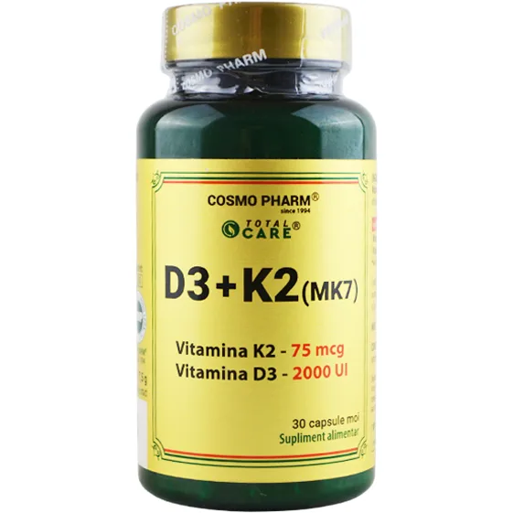 Vitamina D3 2000 UI + K2 (MK-7) 30cps moi COSMO PHARM — preț și oferte