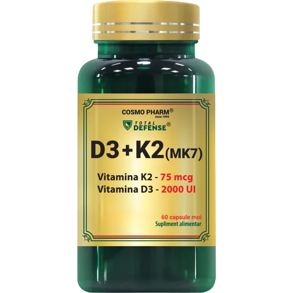 Vitamina D3 2000 UI + K2 (MK-7) 60cps moi COSMO PHARM — preț și oferte