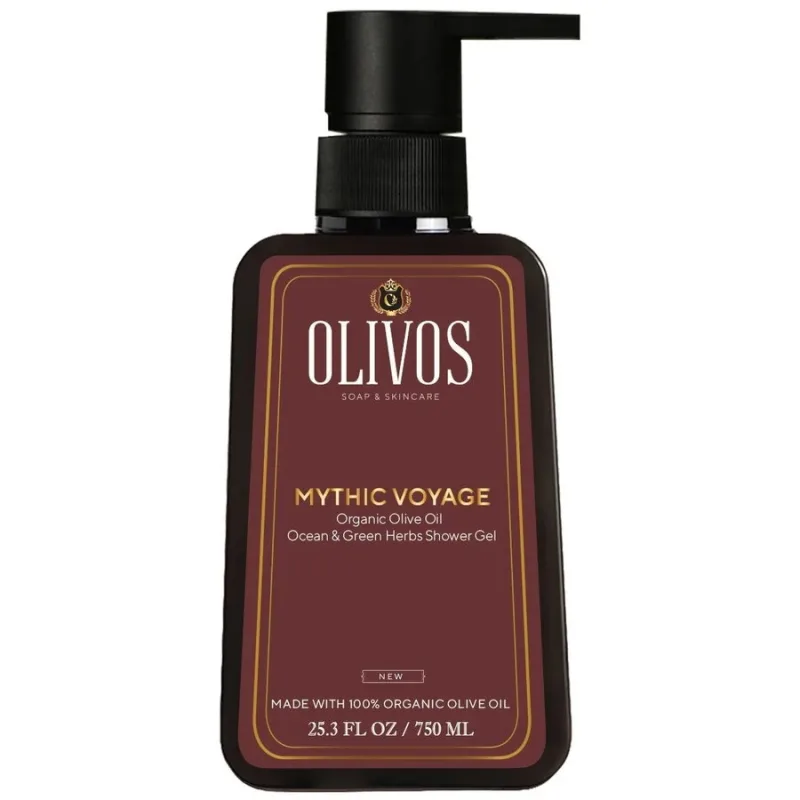 Gel de Dus cu Ulei de Masline si Parfum Proaspat de Ocean si Plante Verzi Mythic Voyage 750ml OLIVOS — preț și oferte