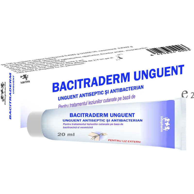Bacitraderm Unguent Antiseptic si Antibacterian 20ml infopharm — preț și oferte