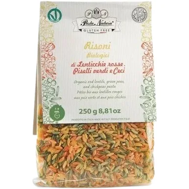 Paste Risoni Tricolore cu Mazare, Linte si Naut Ecologice/Bio 250g PASTA NATURA — preț și oferte