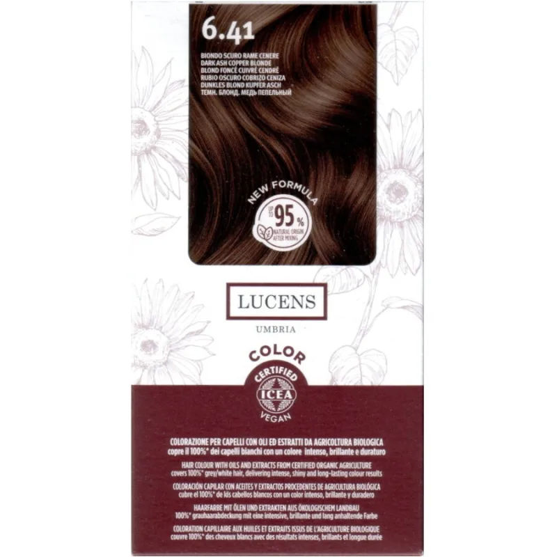 Vopsea de Par fara Amoniac Blond Inchis Aramiu Cenusiu 6.41 50ml LUCENS UMBRIA — preț și oferte