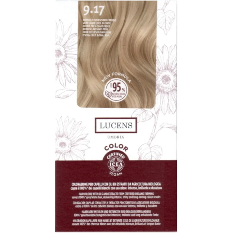 Vopsea de Par fara Amoniac Blond Foarte Deschis Rece 9.17 50ml LUCENS UMBRIA — preț și oferte