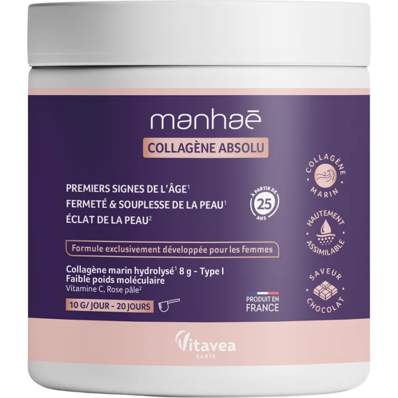 Collagene Absolu - Pudra de Colagen cu Gust de Cacao si Petale de Trandafiri 200g Vitavea, MANHAE — preț și oferte