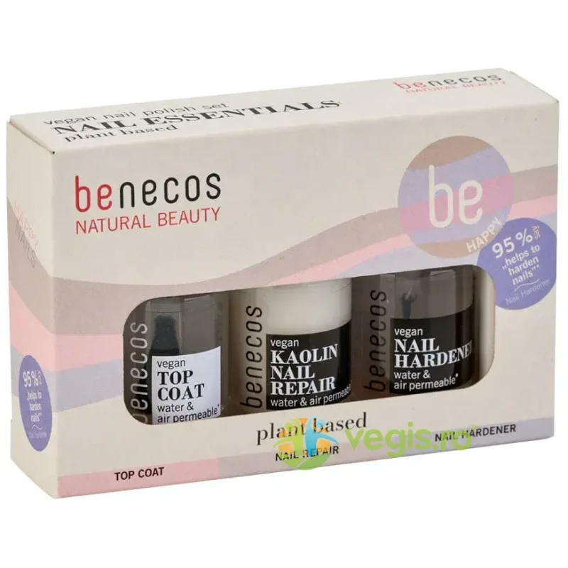 Set Lacuri de Unghii Naturale 20-Free Plant Based Nail Essentials 3x5ml BENECOS — preț și oferte