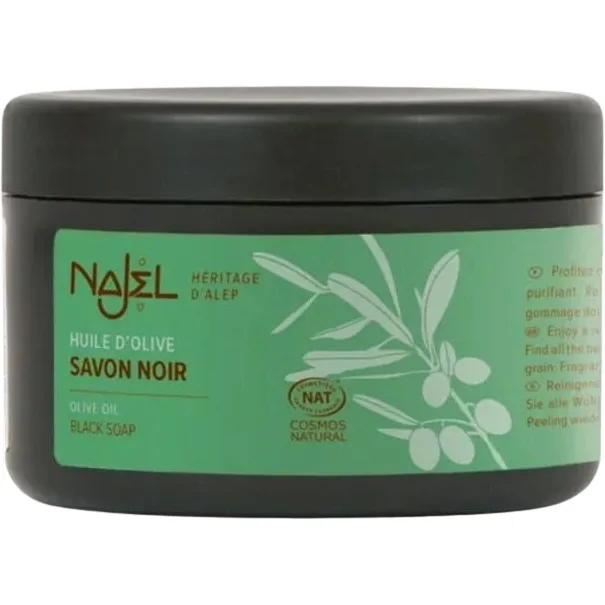 Sapun Negru de Alep Exfoliant cu Ulei de Masline pentru Piele Sensibila fara Parfum 180g NAJEL — preț și oferte