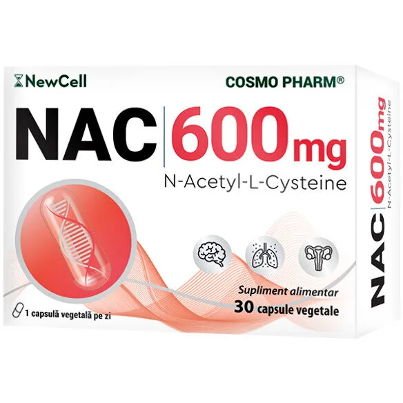 NAC 600 (N-Acetilcisteina) 30cps vegetale COSMO PHARM — preț și oferte