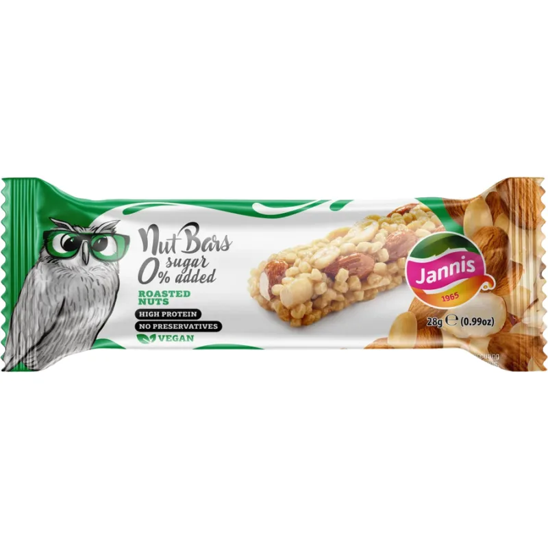 Baton Proteic cu Nuci Prajite fara Zahar 28g JANNIS — preț și oferte