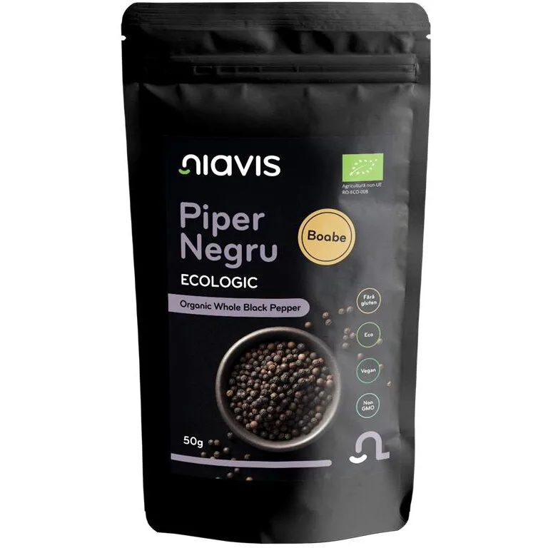 Piper Negru Boabe fara Gluten Ecologic/Bio 50g NIAVIS — preț și oferte