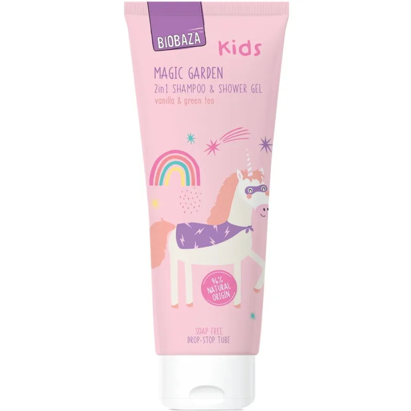 Sampon si Gel de Dus pentru Copii cu Vanilie si Ceai Verde Magic Garden 250ml BIOBAZA — preț și oferte