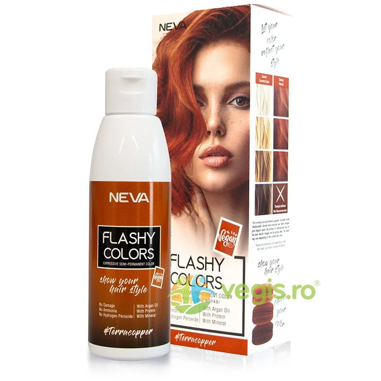 Nuantator Semipermanent fara Amoniac Terra Copper (Aramiu Roscat) Flashy Colors 100ml NEVA — preț și oferte
