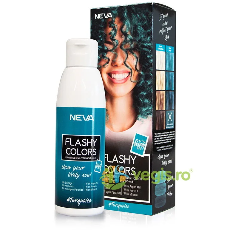 Nuantator Semipermanent fara Amoniac Turquoise Flashy Colors 100ml NEVA — preț și oferte
