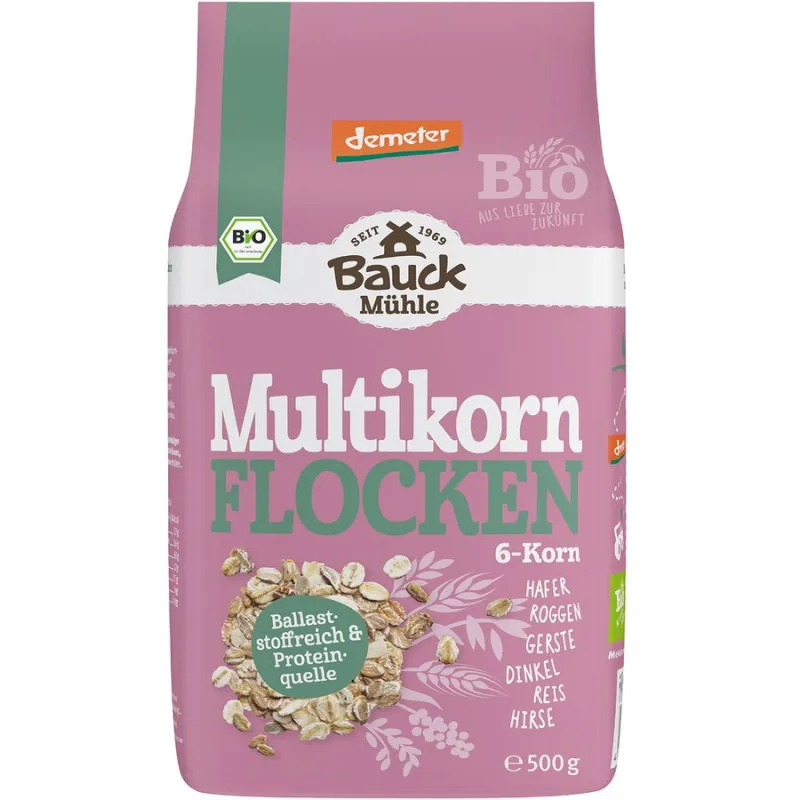 Fulgi din 6 Cereale Demeter Ecologici/Bio 500g BAUCKHOF — preț și oferte