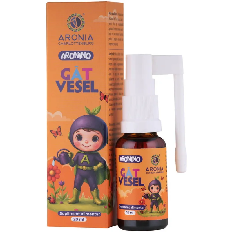 Aronino Gat Vesel Spray pentru Copii Eficient impotriva Durerilor in Gat si a Disconfortului la Inghitire 20ml ARONIA CHARLOTTENBURG — preț și oferte