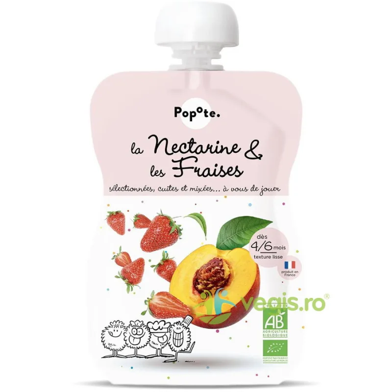 Piure cu 85% Nectarine si 15% Capsuni pentru Copii +4-6 Luni Ecologic/Bio 120g POPOTE — preț și oferte