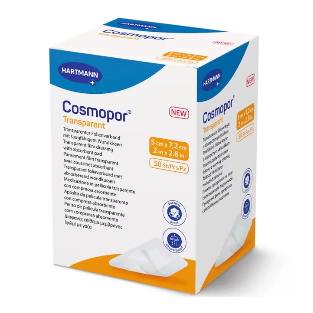 Plasturi sterili Cosmopor Transparent 5*7.2cm, 50 bucati, Hartmann — preț și oferte