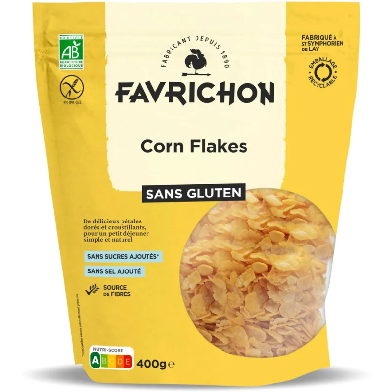 Fulgi de Porumb fara Gluten Ecologici/Bio 400g FAVRICHON — preț și oferte