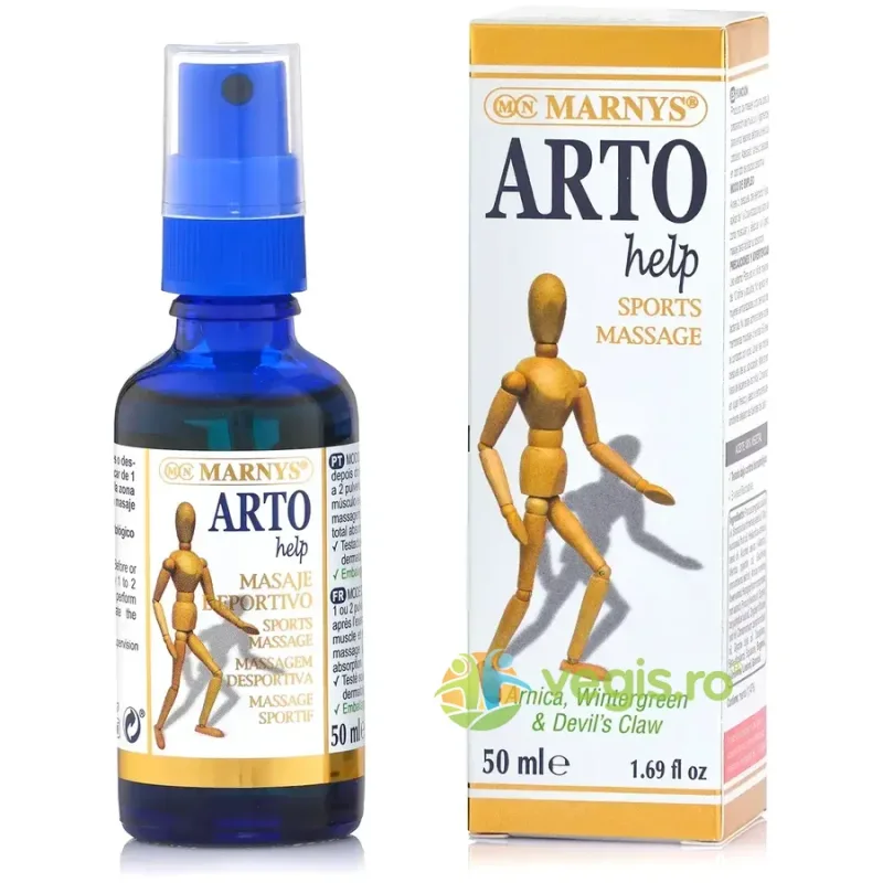 Artrohelp - Mix de Uleiuri din Plante cu Gheara Diavolului, Arnica, Gaulteria si Alte 9 Ingrediente Naturale pentru Muschi, Articulatii si Ligamente 50ml MARNYS&nbsp;SPORT — preț și oferte