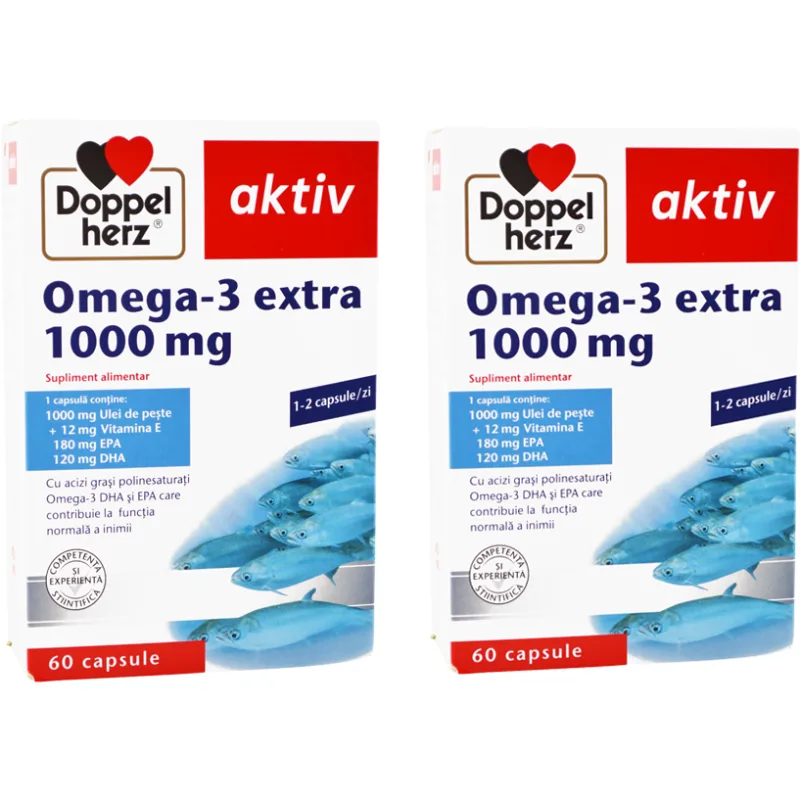 Pachet Omega-3 Extra 1000mg Aktiv 60cps + 60cps DOPPELHERZ — preț și oferte