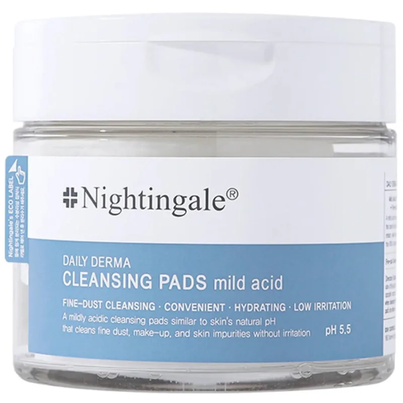 Dischete pentru Curatarea Tenului pH 5.5 cu Efect Hidratant si Grad Scazut de Iritatie Mild Acid Daily Derma 270ml / 70 dischete NIGHTINGALE — preț și oferte